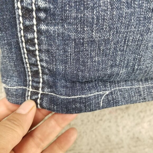 Boot Daddy Jeans Womens 10 Petite Blue Bootcut Stretch Denim *Altered* - Picture 2 of 16
